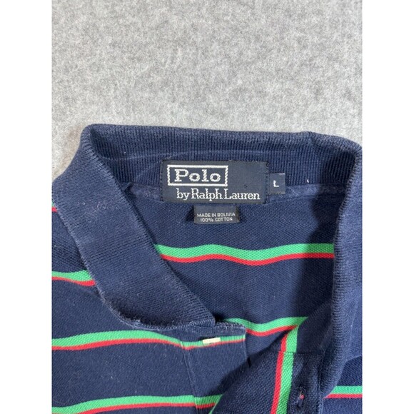 Polo by Ralph Lauren Polo Shirt Men's L Short Sleeve Blue Red Green Stripe - Picture 5 of 9